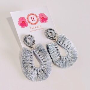 LISI LERCH Metallic Silver Statement Fringe Earrings NWT